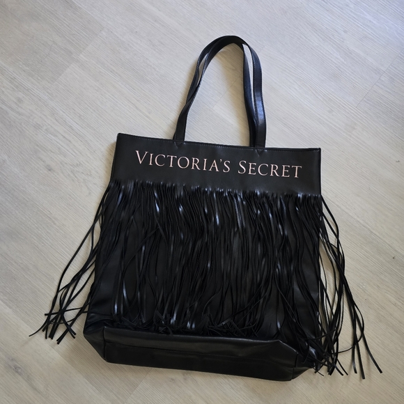 Victoria's Secret Limited Edition Black Faux Leather Bag with Tassels - Picture 1 of 6